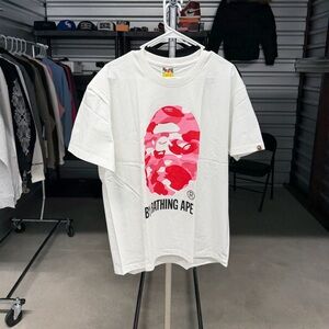 Bape White T-Shirt with Pink Camo Ape Head Mens Large